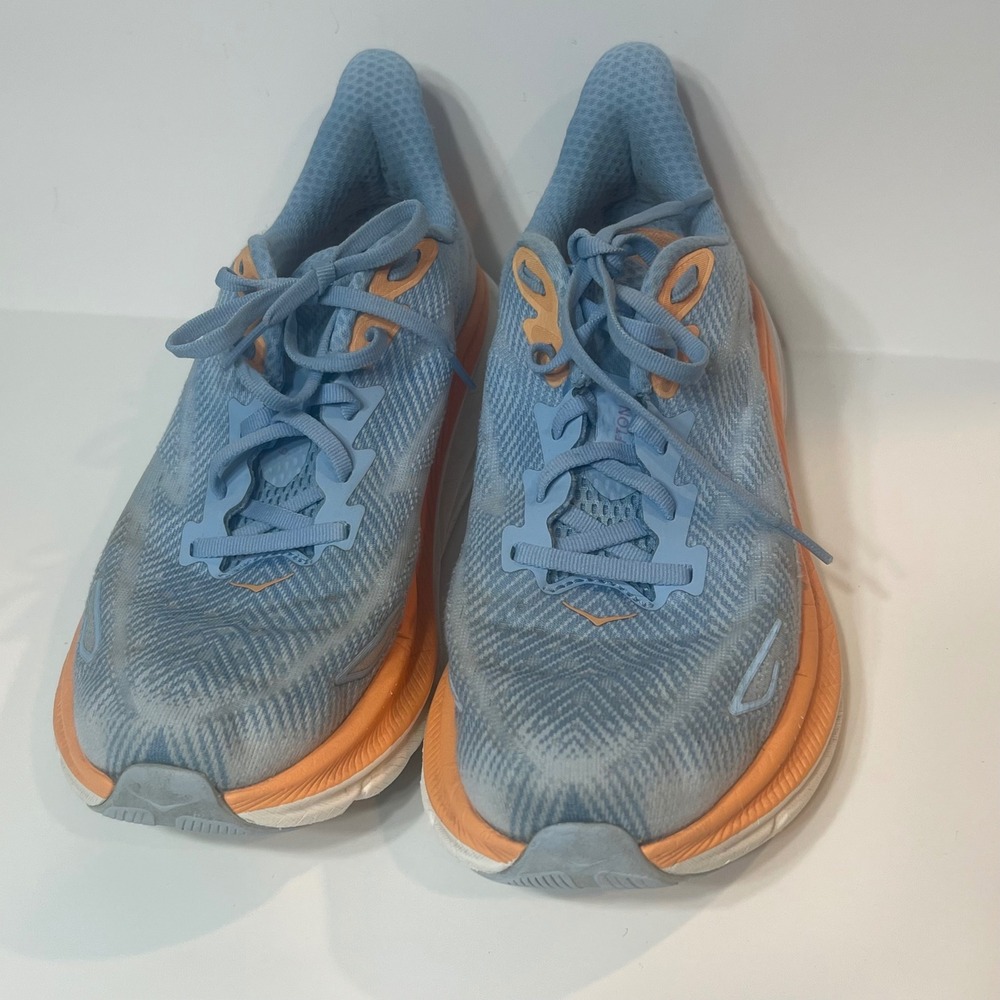 Hoka Clifton 9 Womens 9B Blue Orange Running Shoes Sneakers 1127896 ABIW
